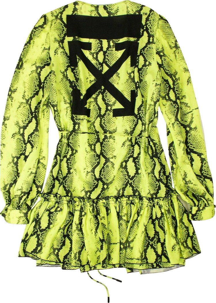 Off White Snake Print Mini Dress Yellow