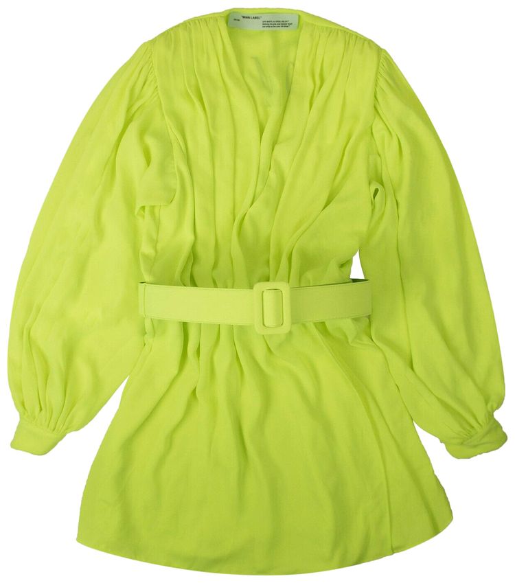 Off White Belted Dress Neon Green