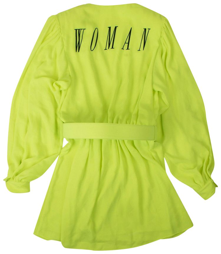 Off White Belted Dress Neon Green