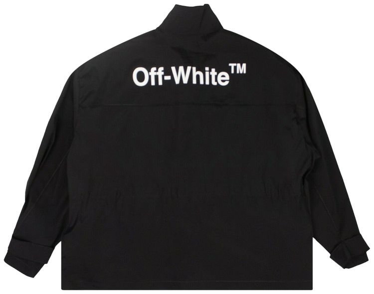 Off White Stretch Short Track Coat Black
