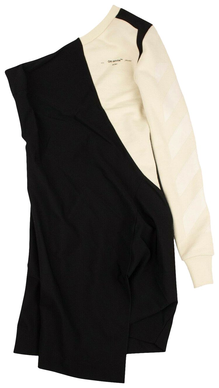 Off White One Shoulder Dress BlackBeige