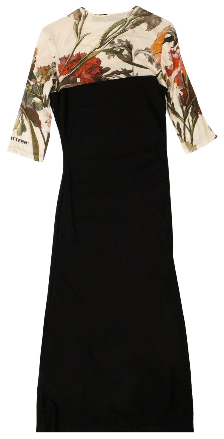 Off White Two Layer Midi Dress Black