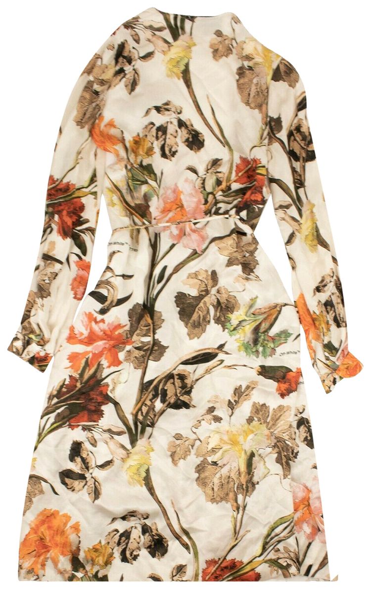 Off White Floral Wrap Midi Dress Cream