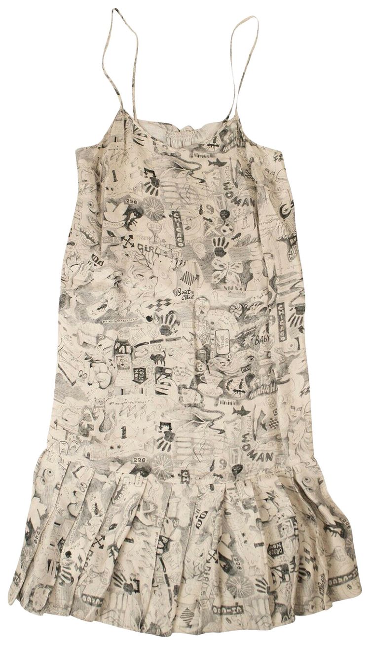 Off White Plisse Dress BeigeGraphite