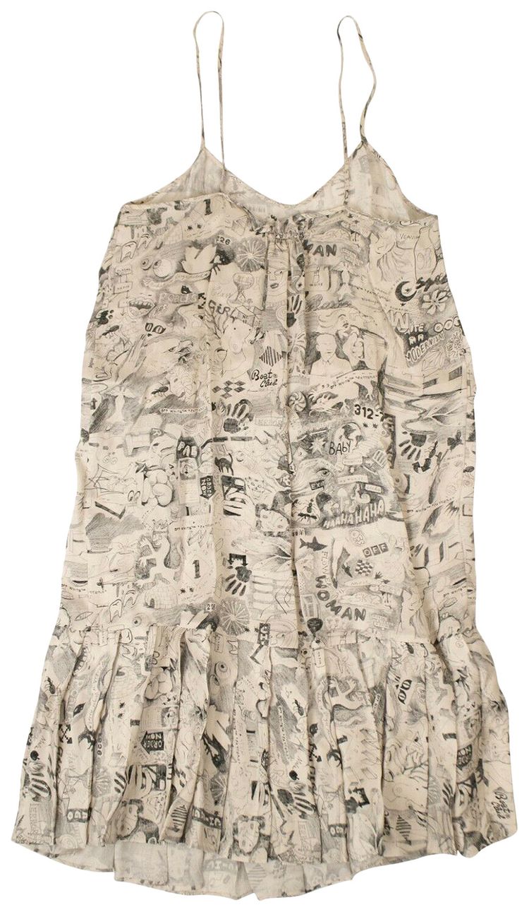 Off White Plisse Dress BeigeGraphite