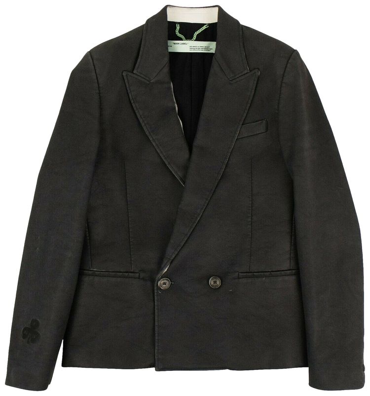 Off White Paint Double Breasted Blazer Black