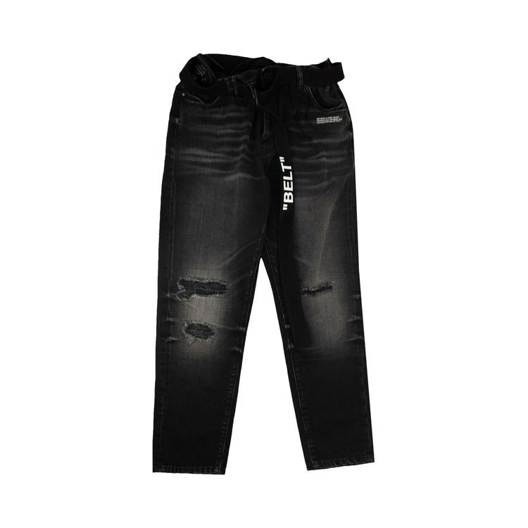 Off White Straight Leg Jeans Black