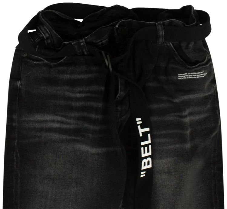 Off White Straight Leg Jeans Black