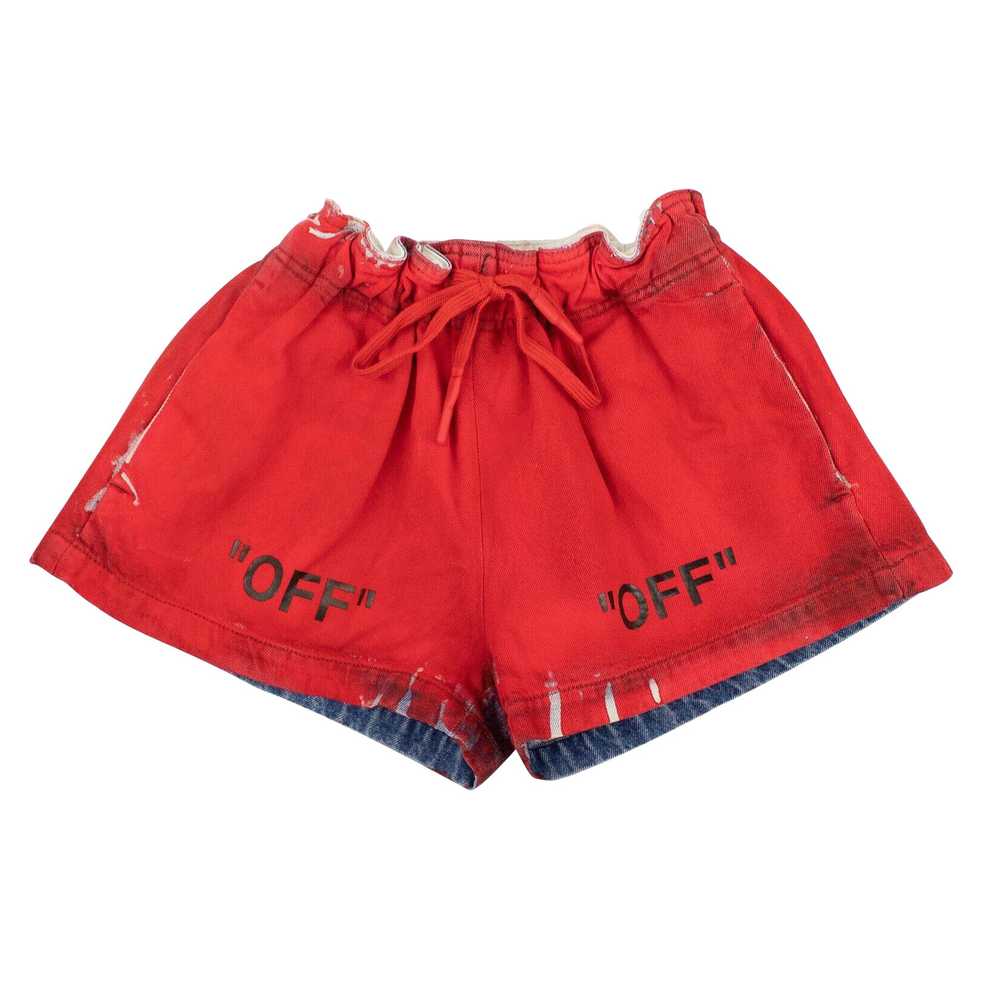 Red off white shorts best sale