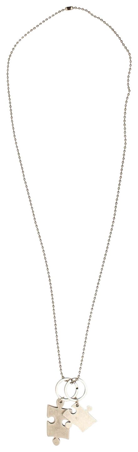 Off White Tone Puzzle Necklace Grey