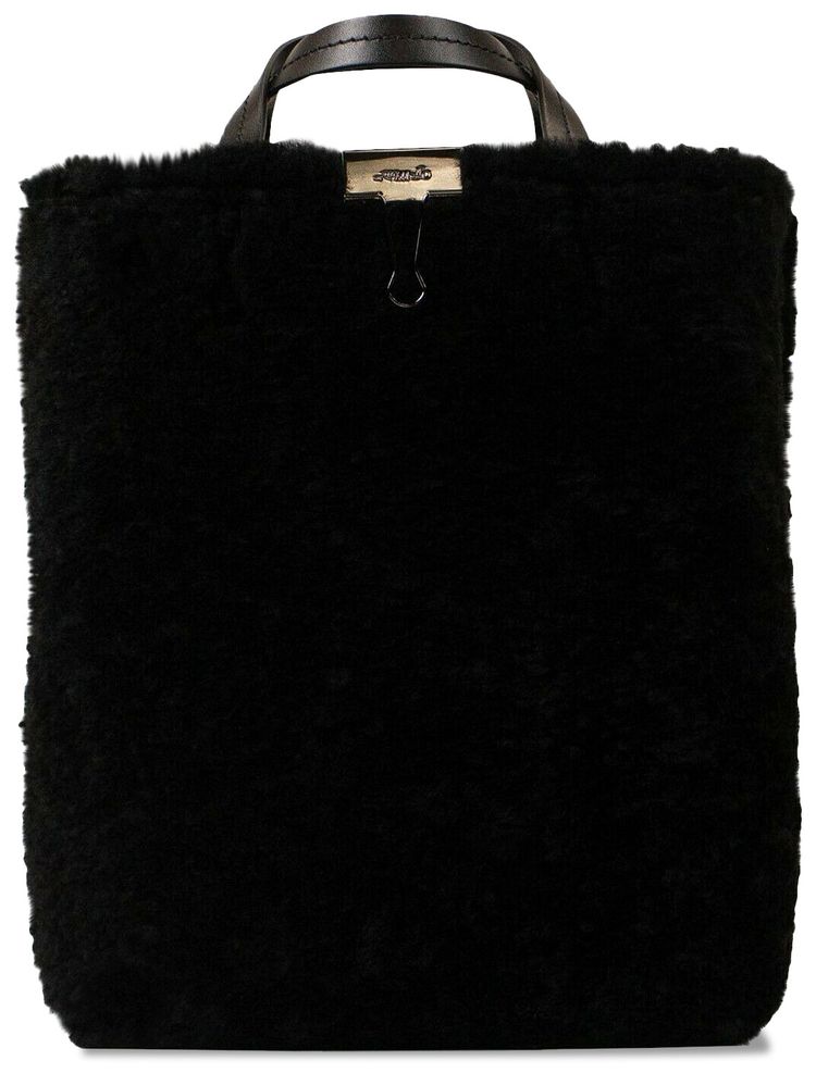 Off White Shearling Large Logo Tote Bag Black