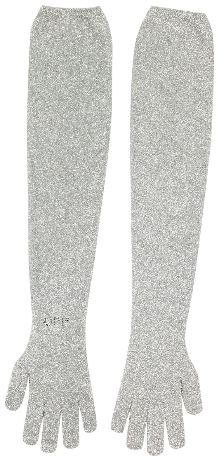 Off White Sparkling Long Gloves Grey