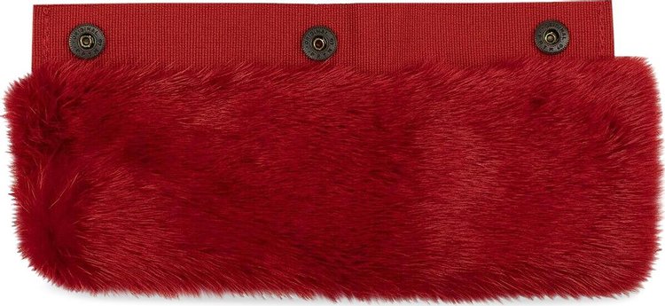 Off White Fur Handle Cover Top Handle Bag Red