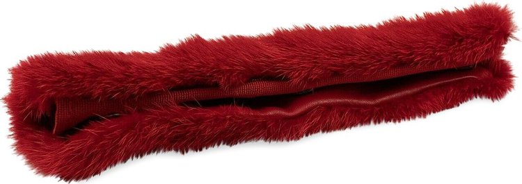 Off White Fur Handle Cover Top Handle Bag Red