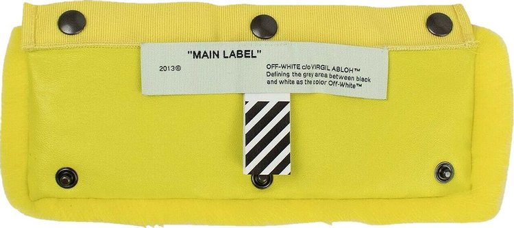 Off White Fur Handle Cover Top Handle Bag Yellow