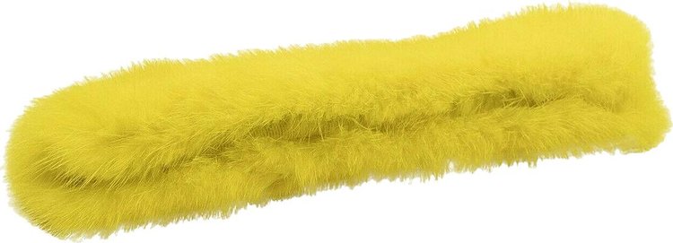 Off White Fur Handle Cover Top Handle Bag Yellow