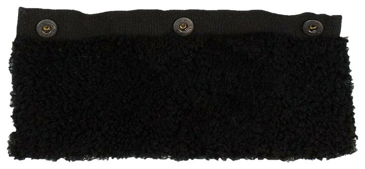 Off White Fur Handle Cover Top Handle Bag Black