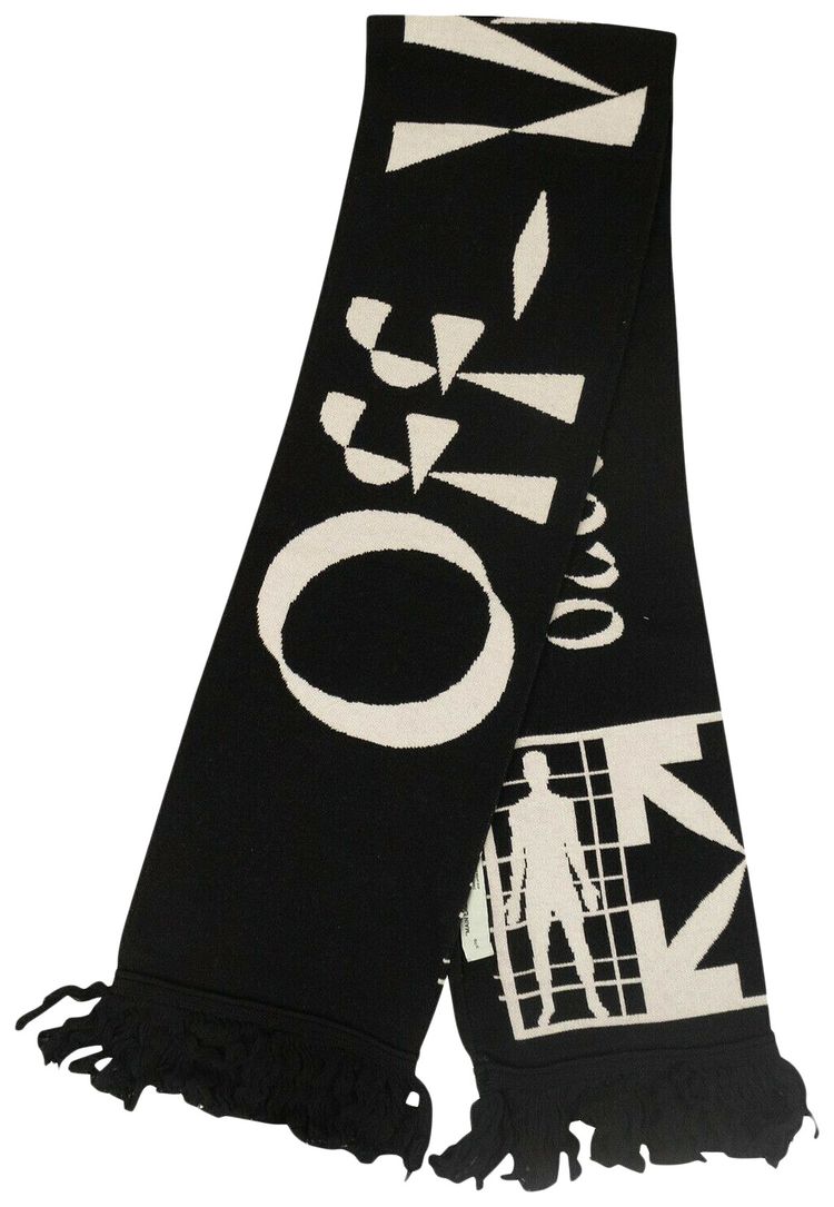Off White Logo Knit Scarf Black