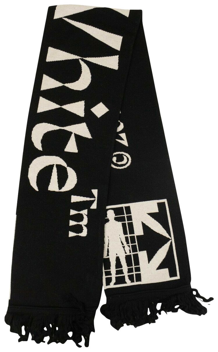 Off White Logo Knit Scarf Black
