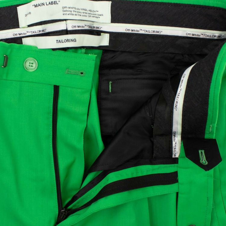 Off White Straight Leg Tailored Pants Green
