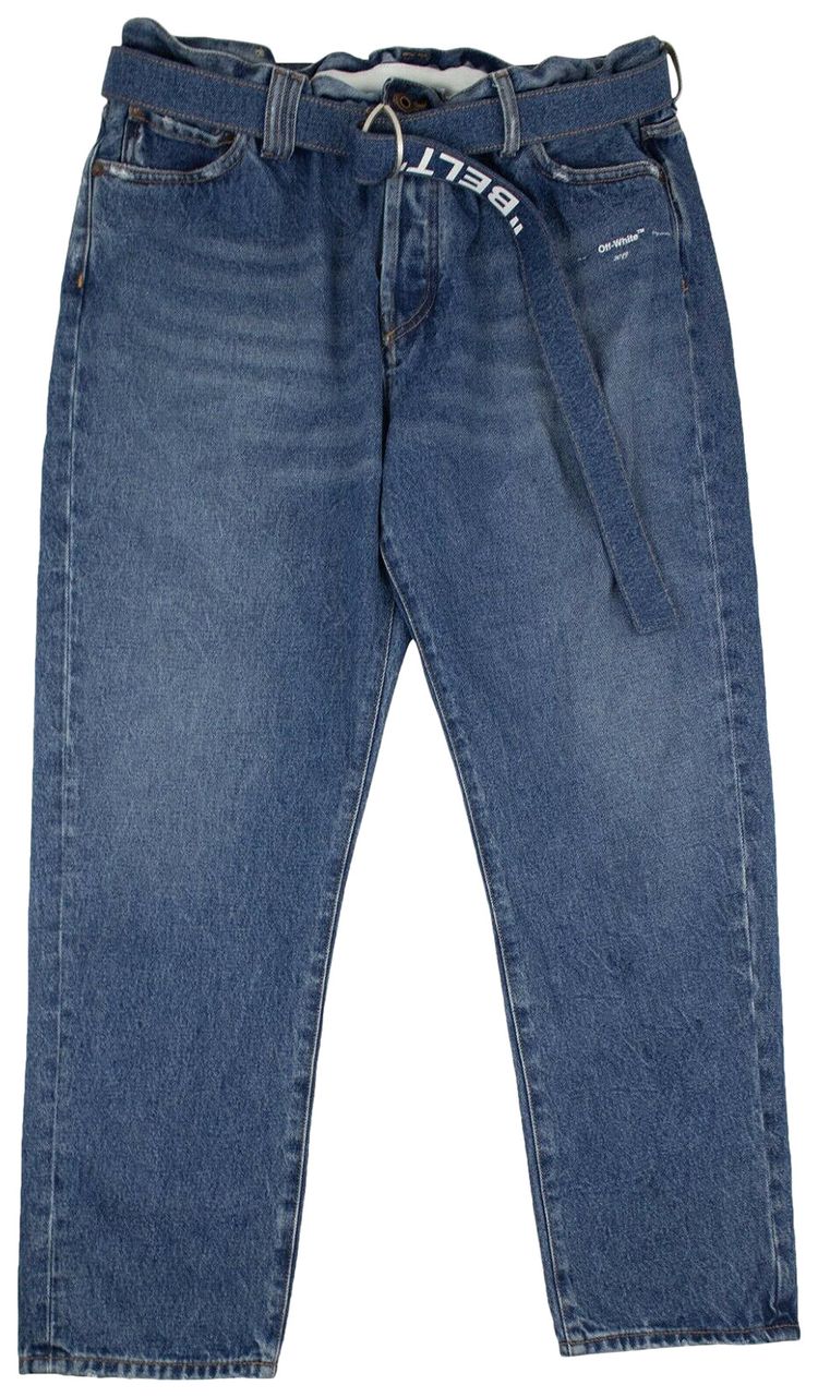 Off White Loose Fit Jeans Blue