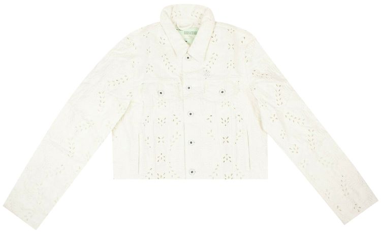 Off White Broderie Denim Jacket White