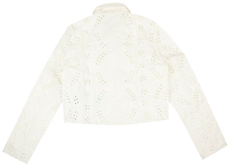 Off White Broderie Denim Jacket White