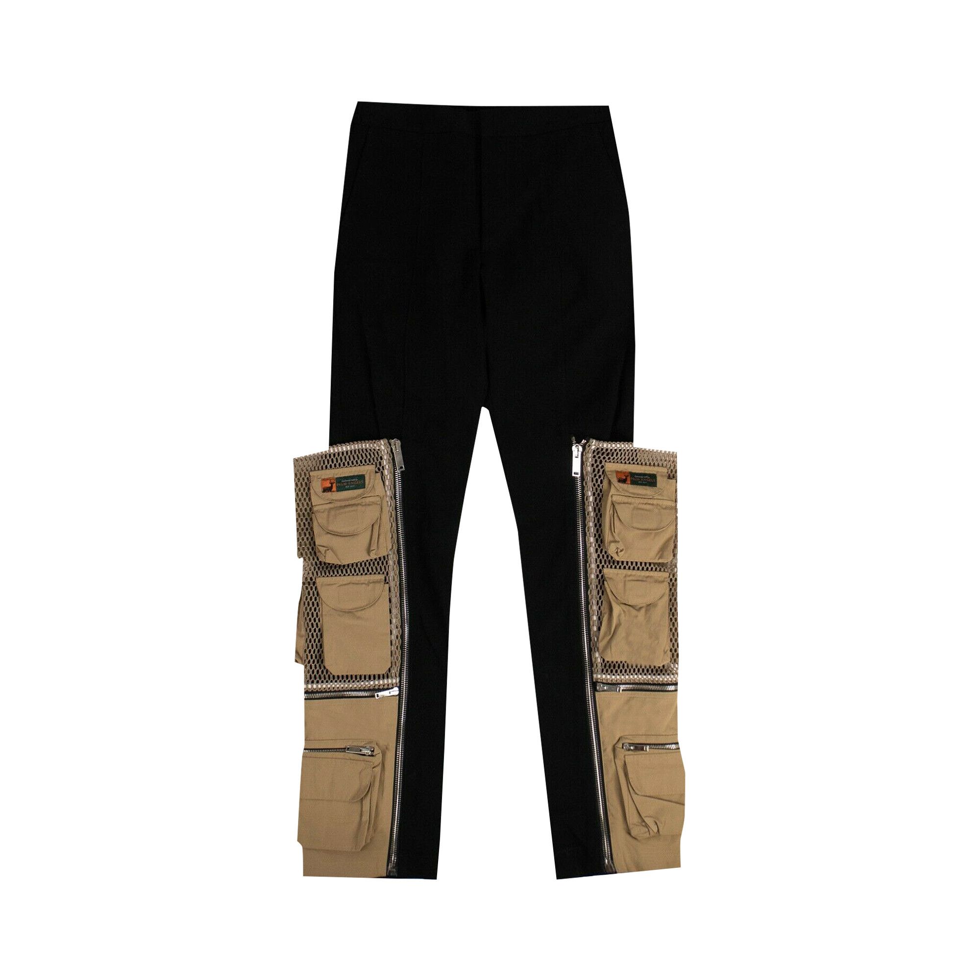 【PALM ANGELS】Canvas tapered cargo pants パンツ Palm Angels Cargo Aftersport Pants Black/Green Men's - SS23 - US