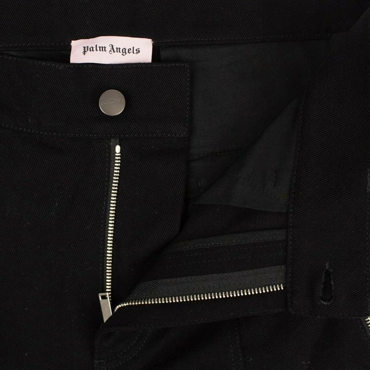 Palm Angels Zip Embellished Straight Leg Pants Black