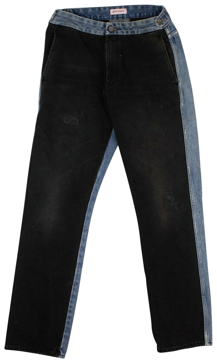 Palm Angels Two Tone Straight Leg Jeans Black