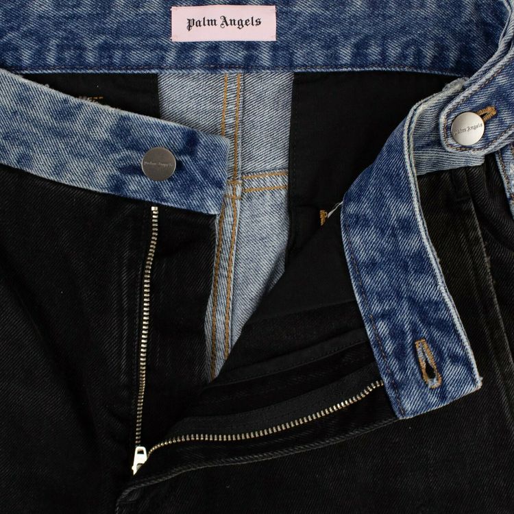 Palm Angels Two Tone Straight Leg Jeans Black