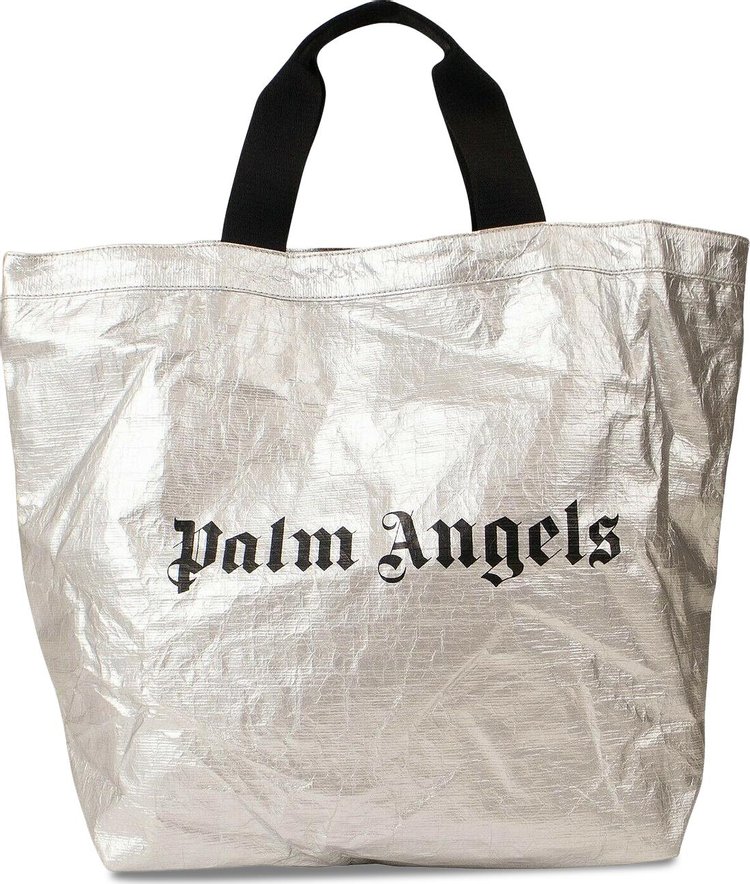 Palm Angels Metallic Logo Shoulder Tote Bag 'Silver'