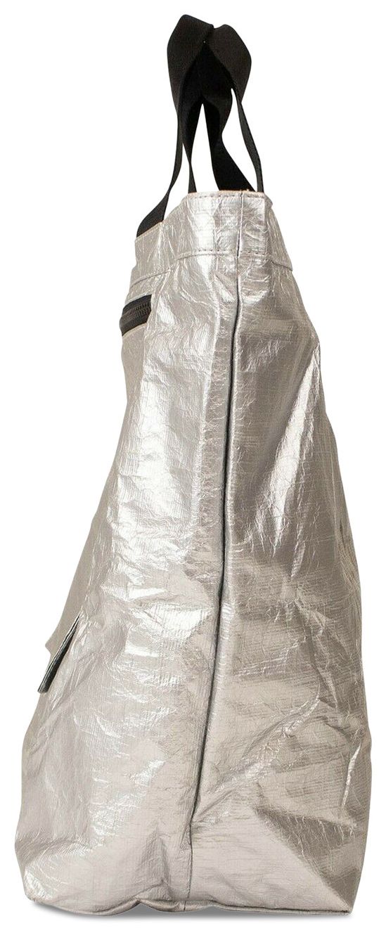 Palm Angels Metallic Logo Shoulder Tote Bag Silver