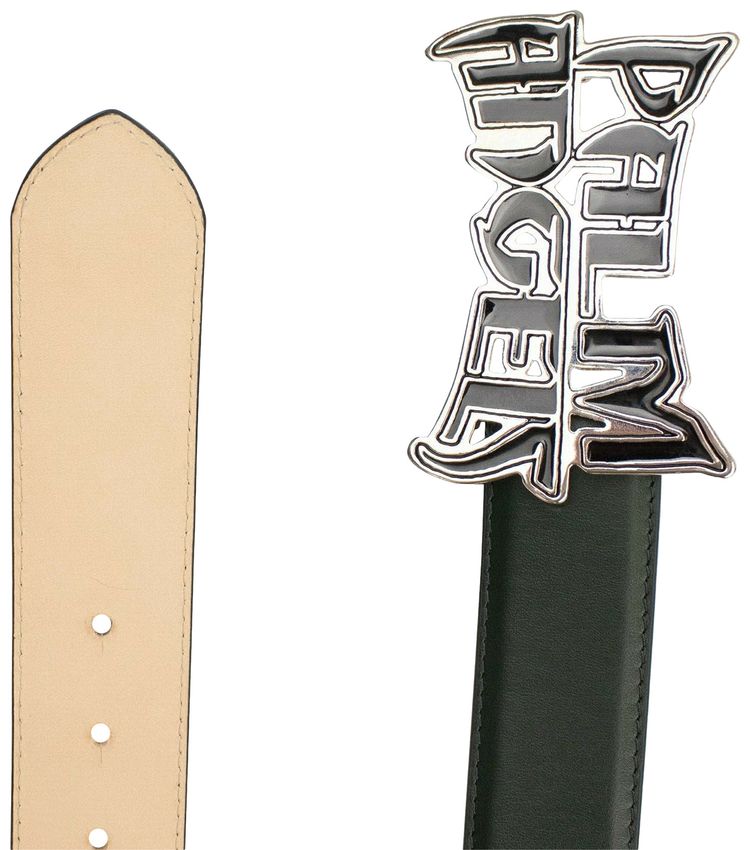 Palm Angels Leather Logo Buckle Belt Hunter Green
