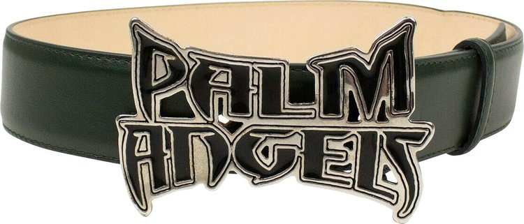 Palm Angels Leather Logo Buckle Belt 'Hunter Green'