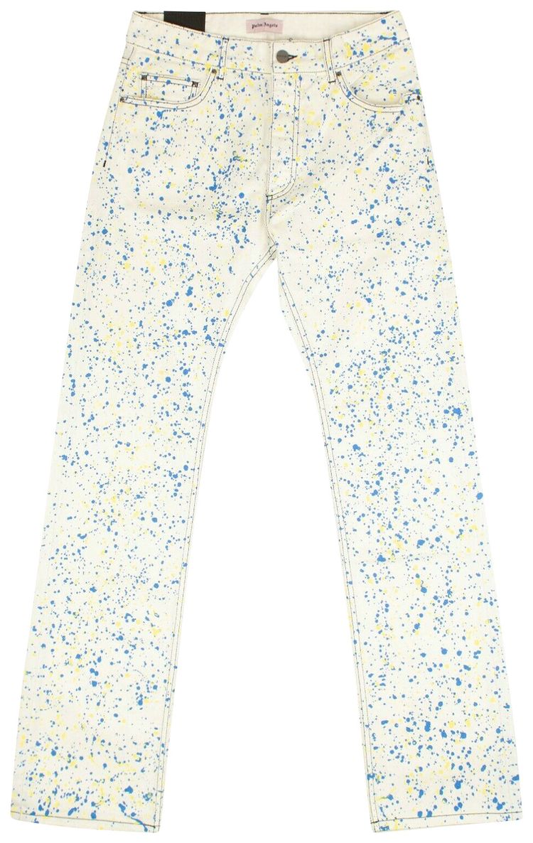 Palm Angels Splatter Jeans WhiteBlueYellow