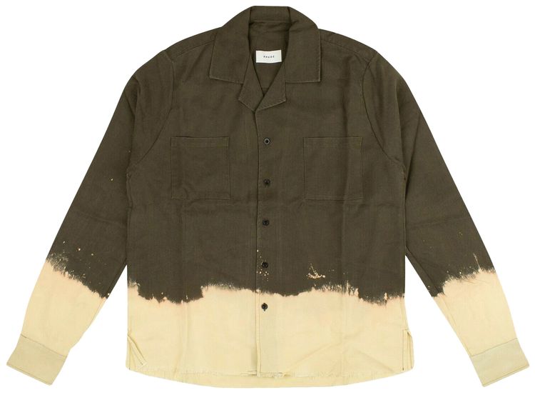 Rhude Acid Wash Long Sleeve Button Down Green
