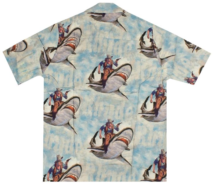 Rhude Shark Button Down Shirt Light Blue