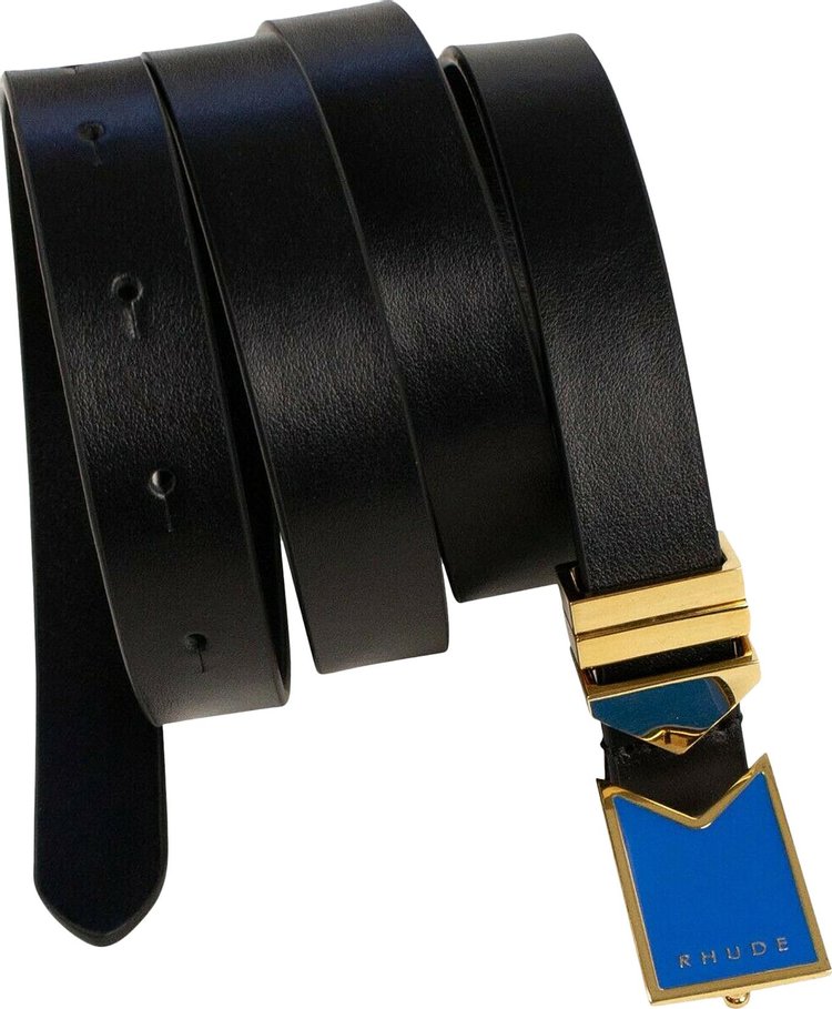 Rhude Leather Chevron Buckle Belt Black