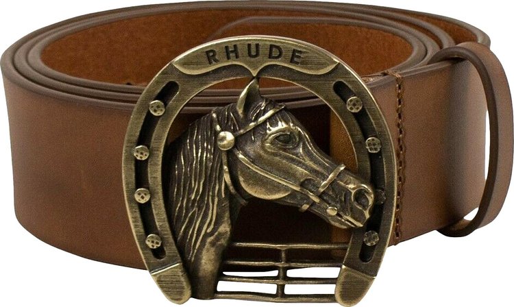 Rhude Leather Horseshoe Buckle Belt 'Brown'
