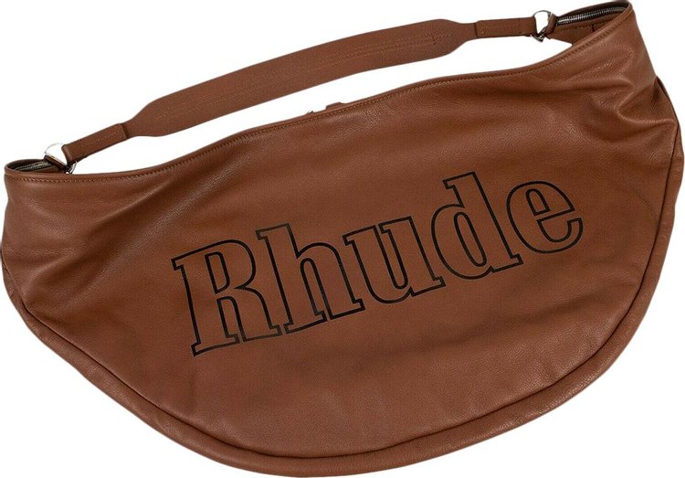 Rhude Leather Logo Messenger Bag 'Brown'
