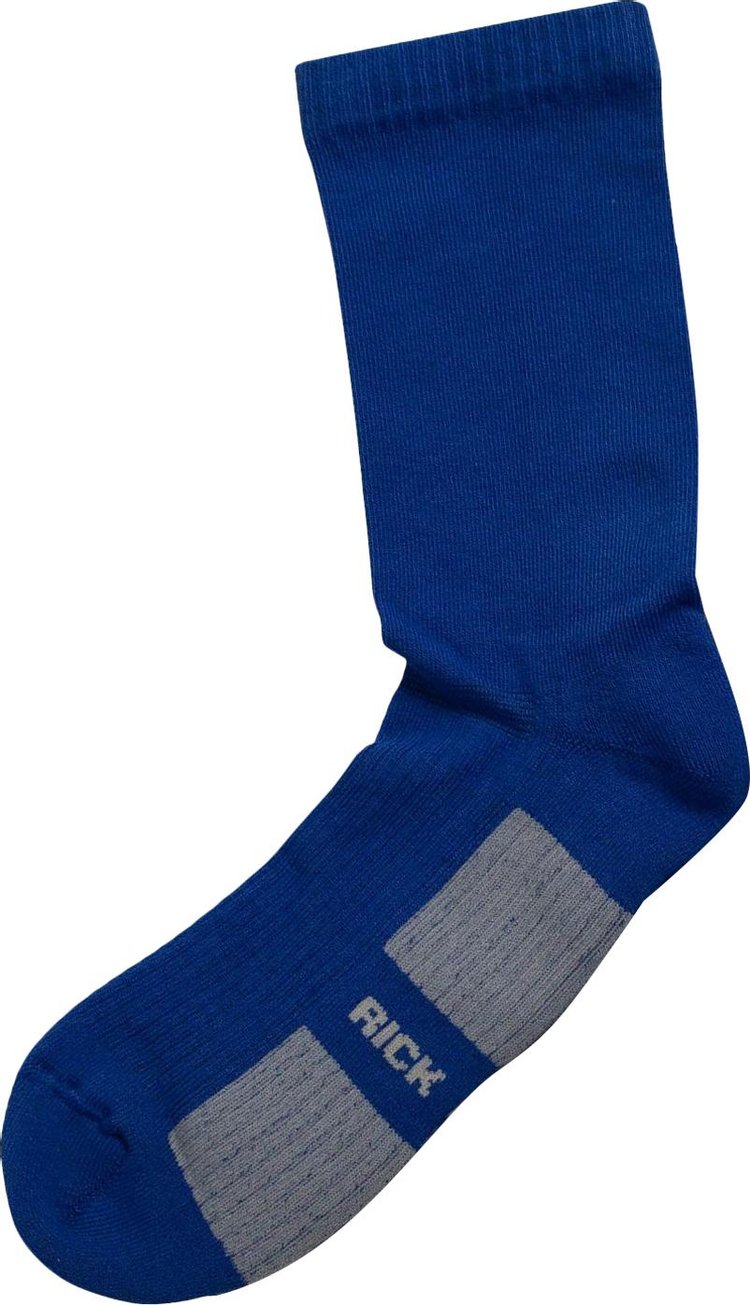 Rick Owens Logo Print Calf Socks BluePearl