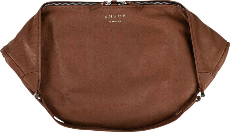 Rhude Leather Logo Messenger Bag Brown