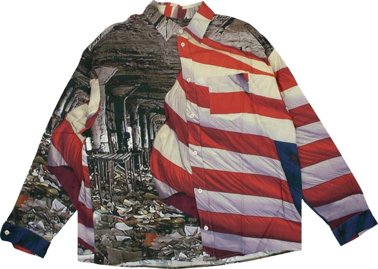 Pyer Moss American Flag Shirt 'Red/Multicolor'