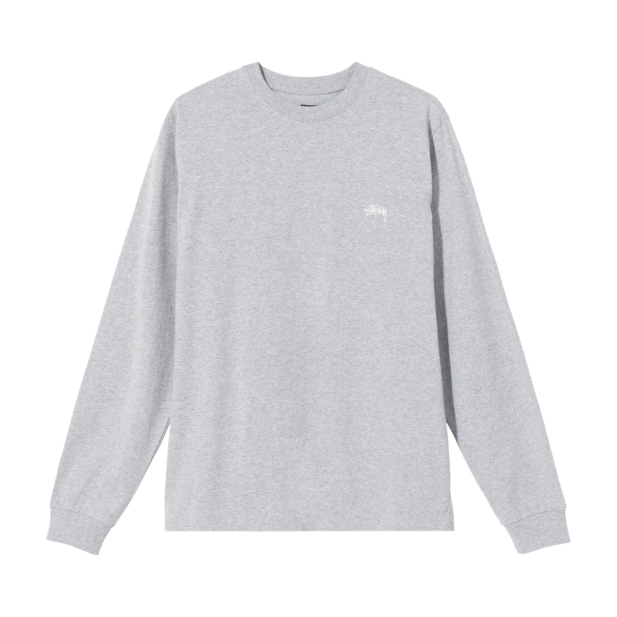 Buy Stussy Stock Logo Long-Sleeve Crew 'Grey Heather' - 1140242