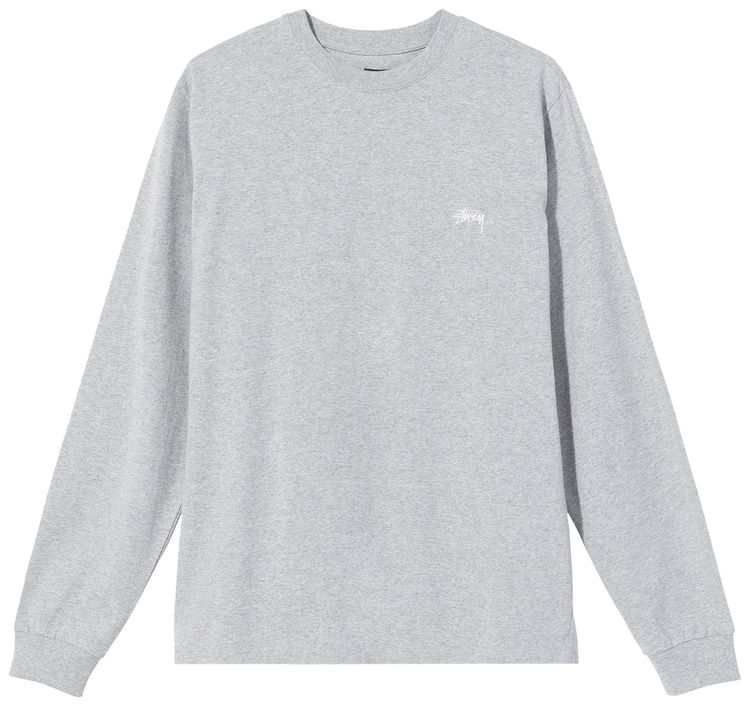 Stussy Stock Logo Long Sleeve Crew Grey Heather