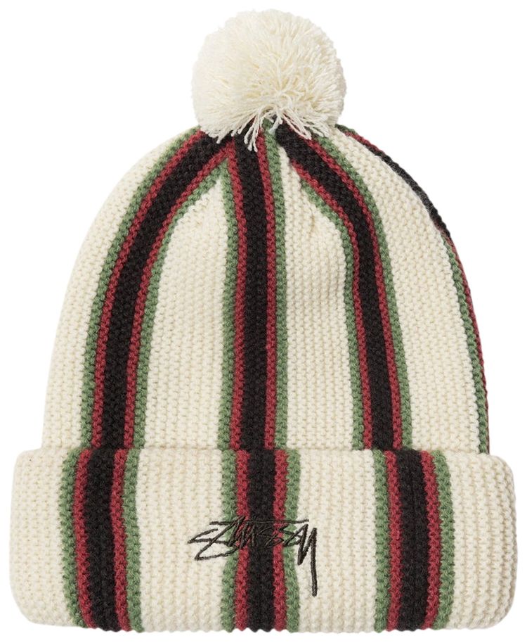 Buy Stussy Striped Pom Beanie 