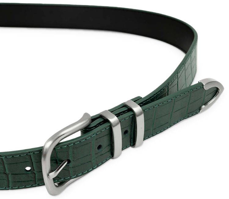 Stussy Gator Leather Dress Belt Green