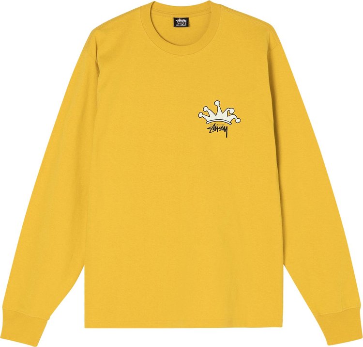 90's Stussy Monogram Long Sleeve Cotton Shirts Gold - Size L