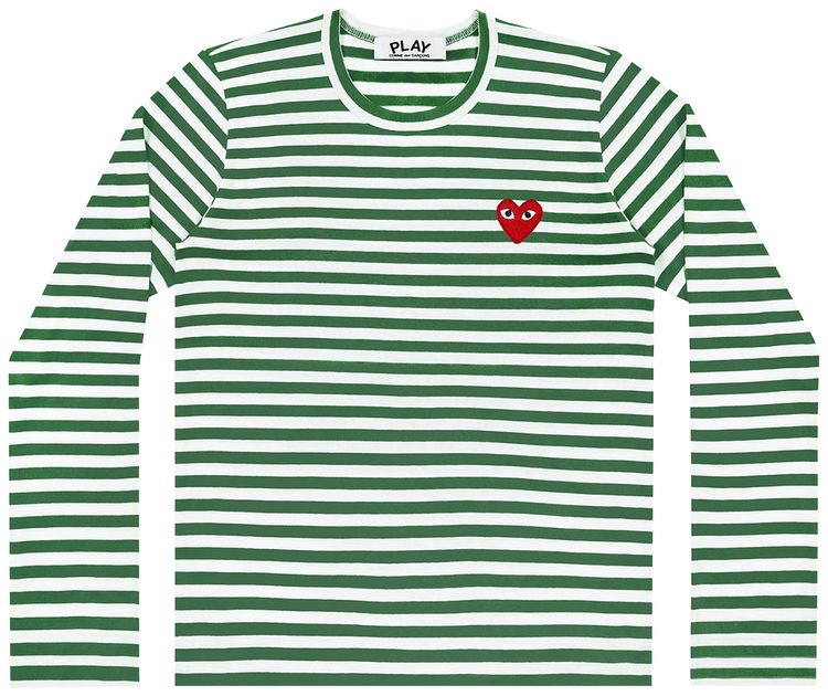 Comme des Garcons PLAY Striped T Shirt GreenWhite